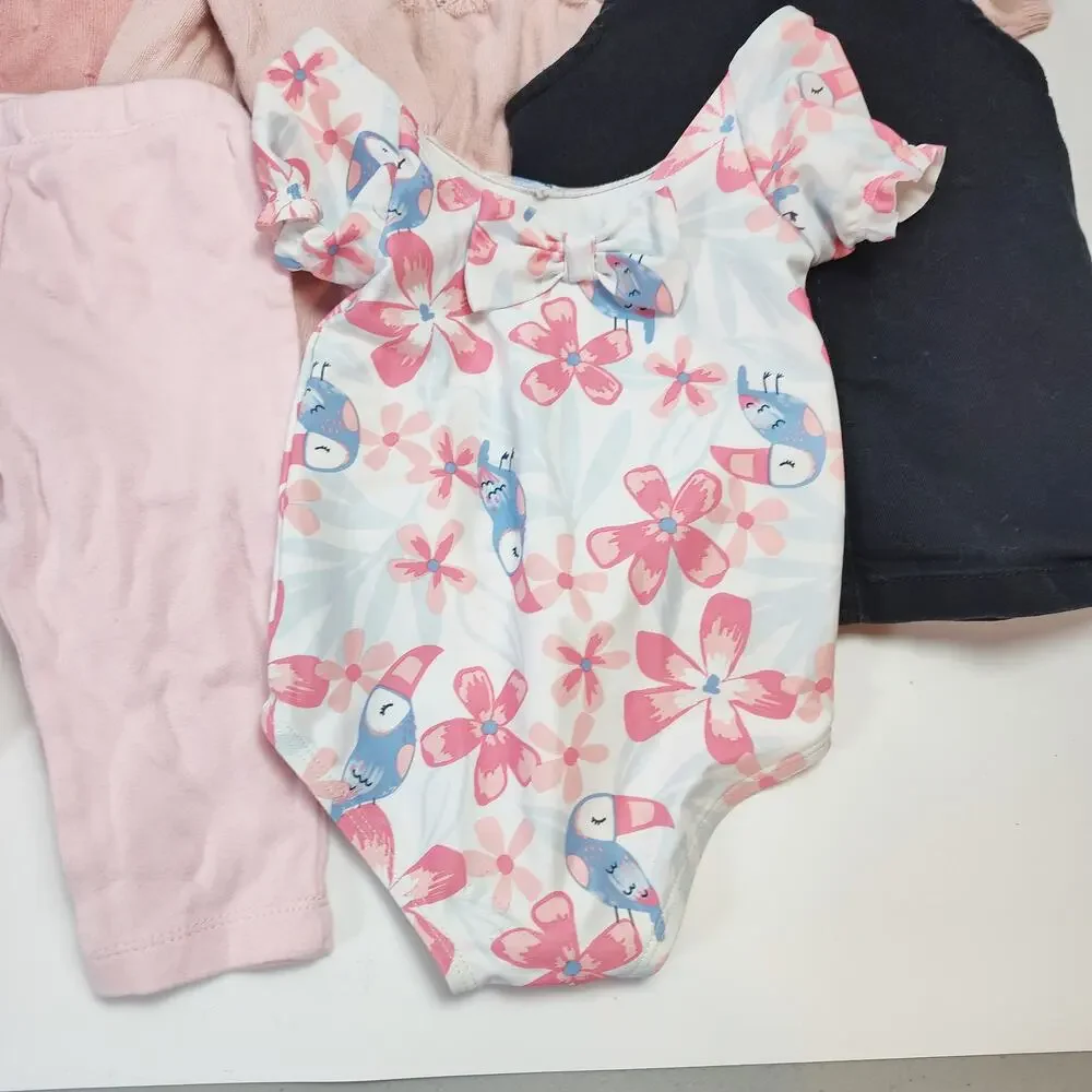 Baby Girl 6–9M Clothing Bundle Carter’s & H&M Disney Pink Layered Set